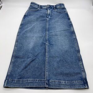 Faherty Blue Denim Midi Skirt